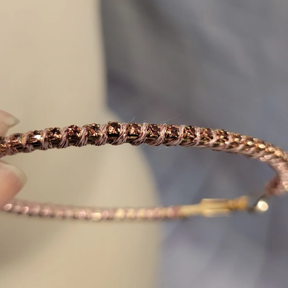 Oval Hoop Earrings wrapped with Crystals